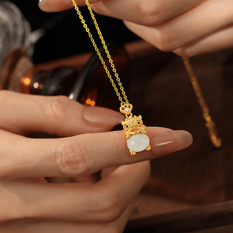 National Fashion Everything Goes Well, Xingshi, Jade Pendant, S925 Sterling Silver Necklace, Hetian Jade, Niche National Style Gift Jewelry