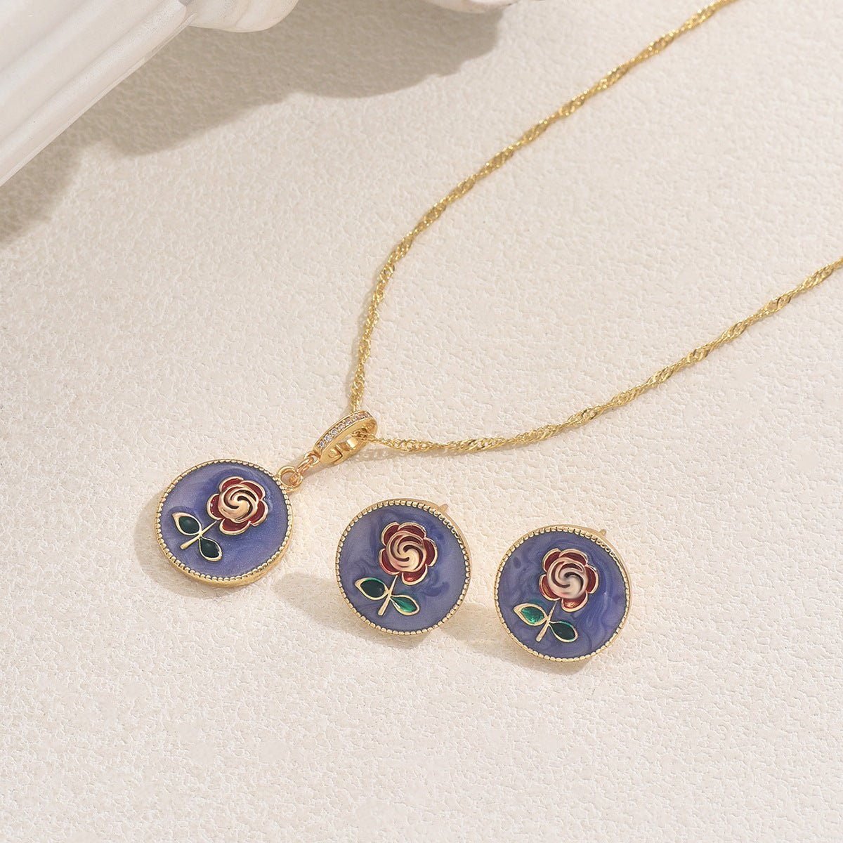 Blue Rose-Detail Disc Jewelry — product image 2