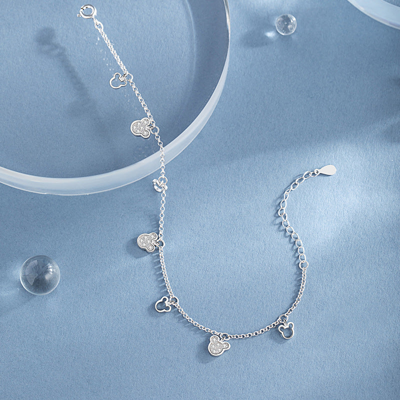 Cute Mouse Sterling Silver 925 Bracelet Female Niche Design Light Luxury Zircon Zodiac Bracelet Ins Style Mouse Bracelet