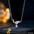 Original Design S925 Sterling Silver Necklace Women's Natural Topaz Starry Sky Stone Pendant Niche Star Moon Planet Clavicle Chain