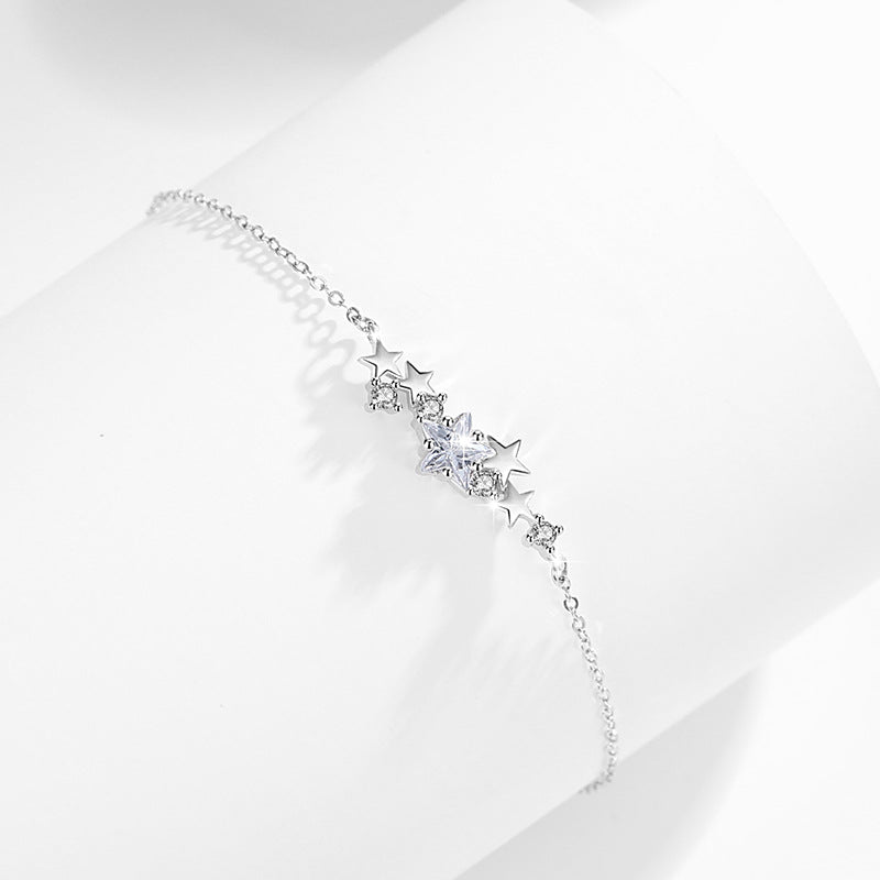 Meteor Shower Sterling Silver 925 Bracelet Female Niche Design Light Luxury Starry Bracelet Ins Style Star Bracelet