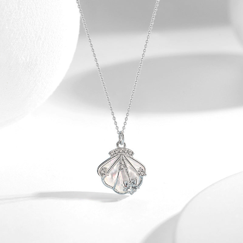 Original Chuangyi Beizi Sterling Silver 925 Necklace Female Niche Design Valentine's Day Light Luxury Ins Style Shell Clavicle Chain