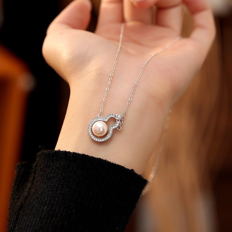Freshwater Pearl S925 Sterling Silver Necklace New Chinese Style Gourd Pendant for Mom Girlfriend Holiday Gift Jewelry Wholesale