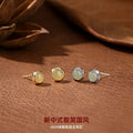New Chinese Style Hetian Jade S925 Sterling Silver Stud Earrings for Girlfriend Valentine's Day Gift Light Luxury National Style Earrings