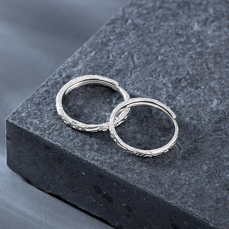 Candy Paper Pure Silver 999 Couple Ring Niche Design Light Luxury Irregular Plain Ring Ins Style Starry Ring