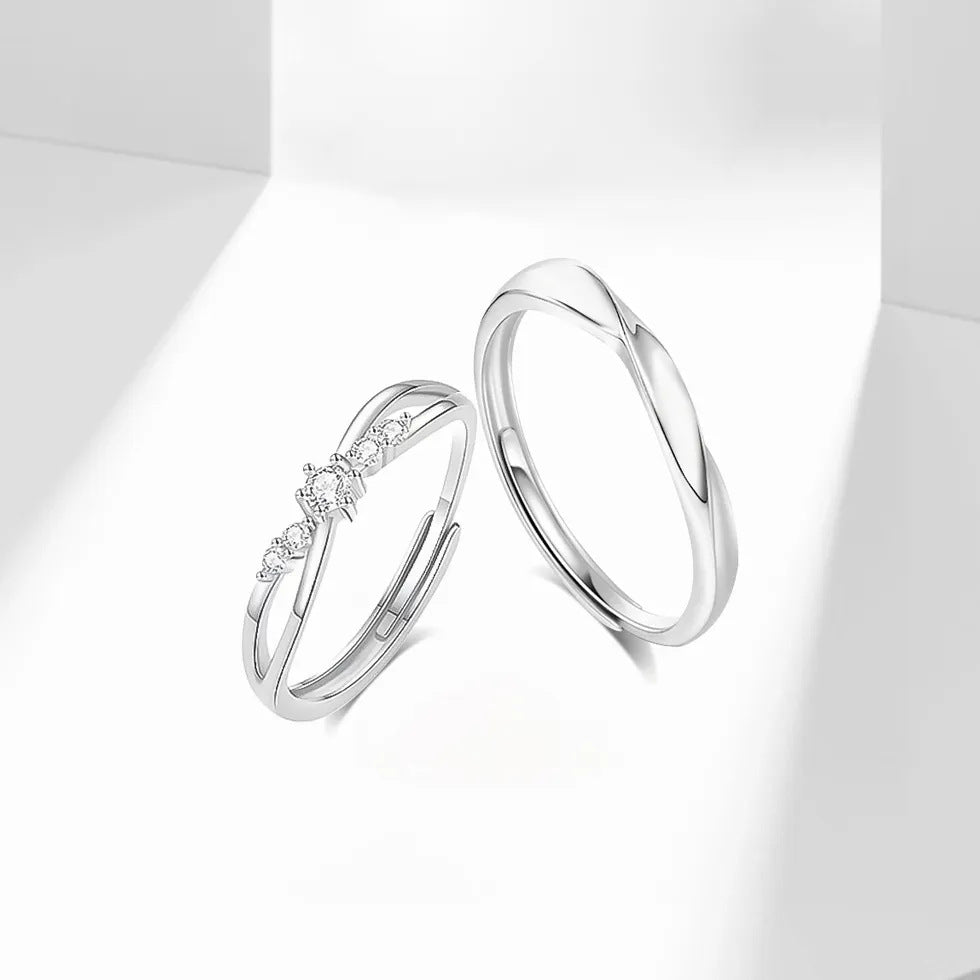 Mobius Pure Silver 999 Couple Ring Light Luxury High-Grade Star Ring Ins Valentine's Day Starry Ring