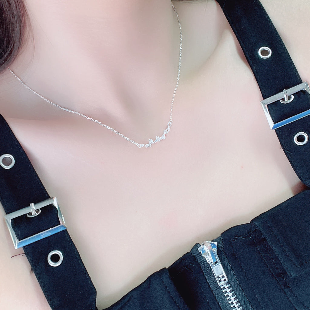 Sansheng Lucky Enough Silver 999 Necklace Female Niche Light Luxury Zircon Clavicle Chain for Girlfriend Ins Ginkgo Leaf Pendant