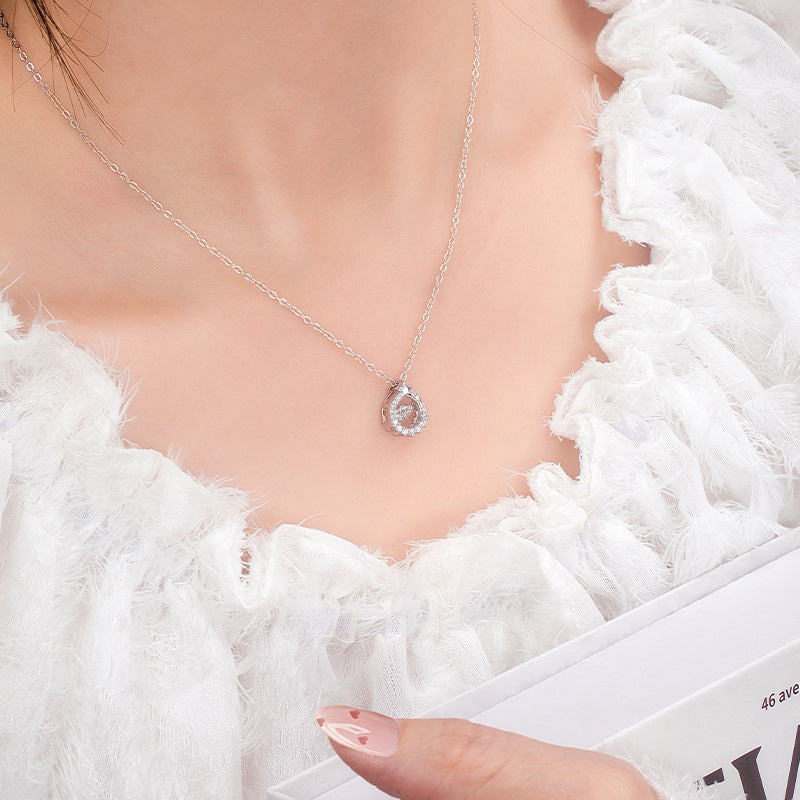 Heart Ring Niche Design Sense S925 Sterling Silver Necklace Female Beating Heart Light Luxury Clavicle Chain for Girlfriend Jewelry