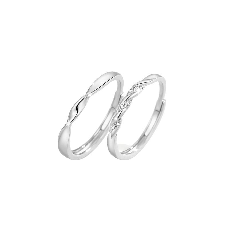 Mobius Pure Silver 999 Couple Ring Men and Women Niche Design Light Luxury Zircon Ring Qixi Ins Pair Ring