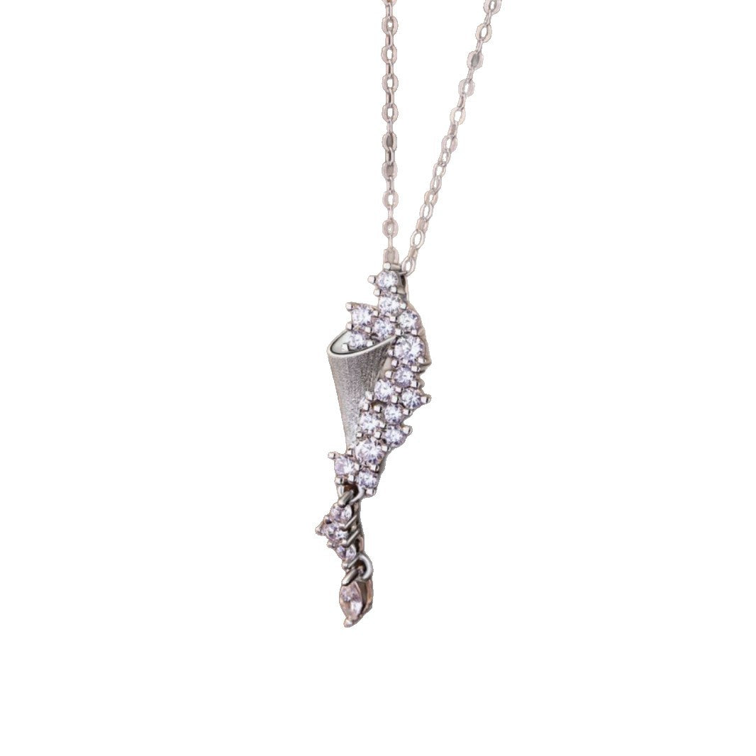 Star Pendant Hourglass Sterling Silver 925 Necklace Women's Light Luxury High-Grade Star Zircon Clavicle Chain Ins Style Starry Pendant