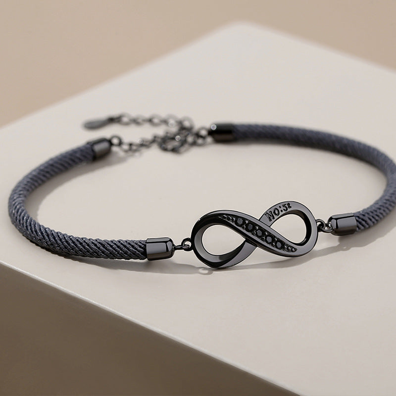 Couple Bracelet Men's and Women's Pair Commemorative Ins Niche Design Sterling Silver Bracelet Braided Rope Bracelet Birthday Gift