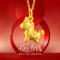 Immediately Rich Flower Pure Silver 999 Necklace Female Light Luxury High-Grade Sense Birth Year Copper Coin Clavicle Chain Zodiac Horse Pendant