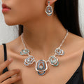 American Retro Hip Hop Earrings Long Necklace Set Personalized Dripping Oil Design Diamond Stud Earrings Light Luxury Clavicle Chain