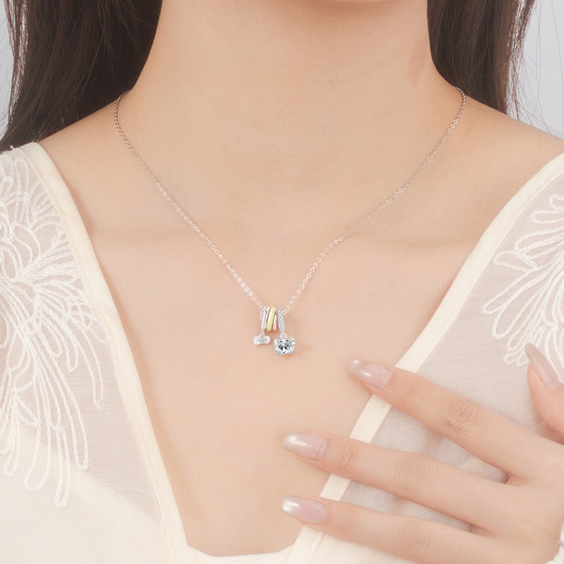 Cute Cat Sterling Silver 925 Necklace Female Sweet Fairy Style Dopamine Donut Clavicle Chain Bow Pendant