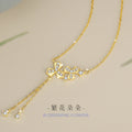 Flowers like Brocade Sterling Silver 925 Necklace Female Niche Design Light Luxury Zircon Tassel Clavicle Chain Ins Flower Pendant