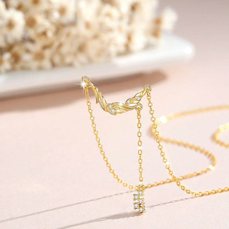 Tassel Safe Sterling Silver 925 Necklace Female Niche Design Light Luxury Tassel Clavicle Chain Qixi Ins Wheat Ear Pendant