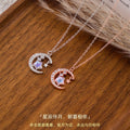New Exquisite S925 Sterling Silver Necklace Women's Colorful Five-Pointed Star Clavicle Chain Light Luxury Fantasy Star Moon Girl Heart Gift