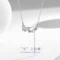 Butterfly Sterling Silver 925 Necklace Female Niche Design Light Luxury Tassel Zircon Clavicle Chain Ins Style Meteor Shower Pendant