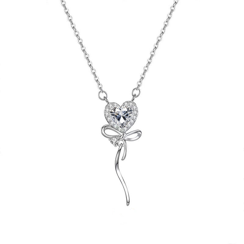 S925 Sterling Silver Necklace Lovely Color-Changing Stone Magic Stick Angel Wings Pendant Girlfriends Net Red Same Style Jewelry Supply