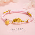 Good Luck Continuous Sterling Silver 925 Woven Bracelet Female New Chinese National Fashion Chalcedony Lotus Bracelet Ins Lucky Beads Bracelet