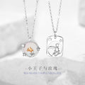 Little Prince and Rose Sterling Silver 925 Couple Necklace White Fritillary Clavicle Chain 520 Valentine's Day Star Pendant