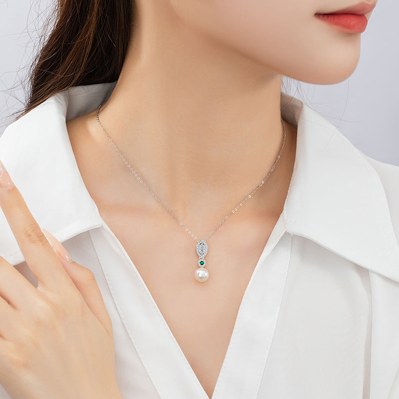 Flower Sterling Silver 925 Necklace Female Niche Design Light Luxury Shijia Pearl Clavicle Chain Socialite Style Zircon Pendant