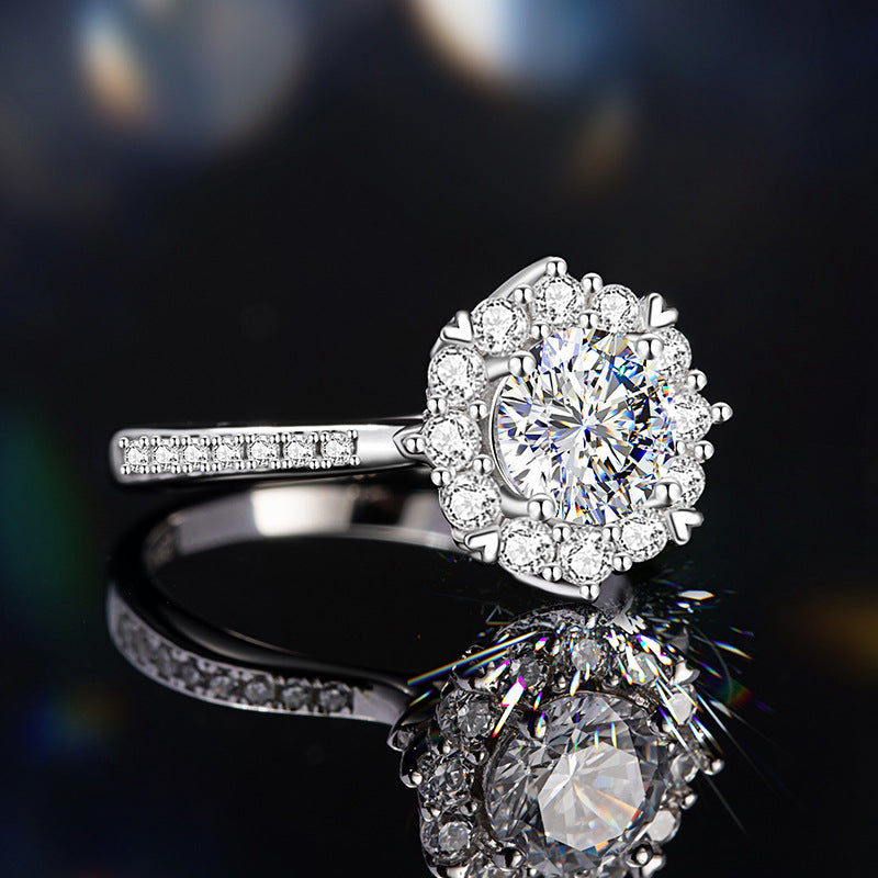 Romantic Star River Sterling Silver 925 Diamond Ring Women's Light Luxury Proposal Wedding Ring Ins Style Love Ring