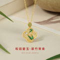 Original Lucky Four-Leaf Clover Hetian Jasper Sterling Silver 925 Necklace New Chinese Style Bamboo Clavicle Chain Ins Window Flower Pendant