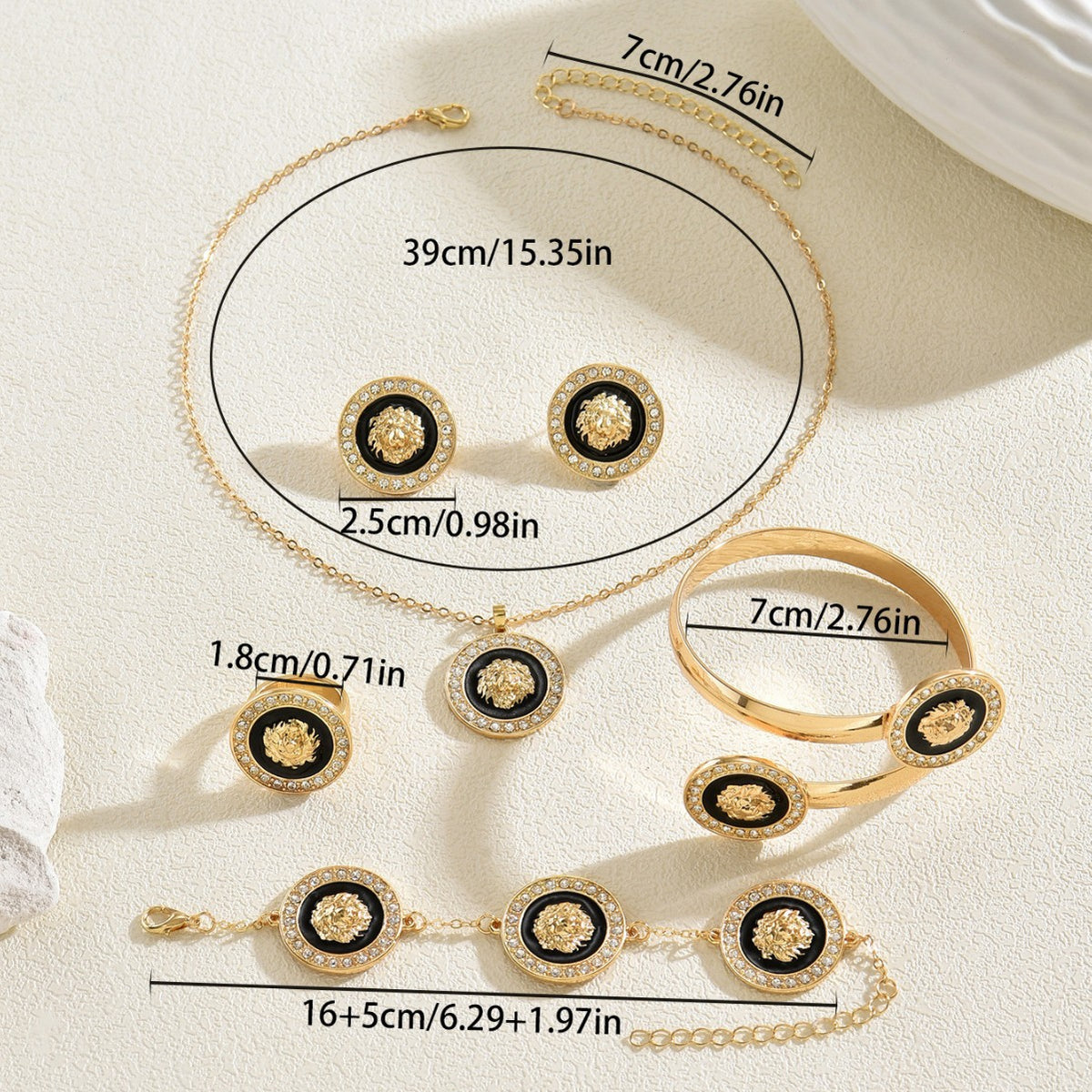 Black and Cream Round Medallion Jewelry — product image 3