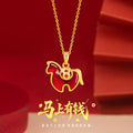 Immediately Rich Flower Sterling Silver 925 Necklace Female New Chinese Red Agate Copper Coin Birth Year Clavicle Chain Zodiac Pendant