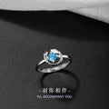 Yu You Accompany Sterling Silver 925 Ring Female Niche Design Light Luxury Blue Zircon Ring Ins Style Feather Ring
