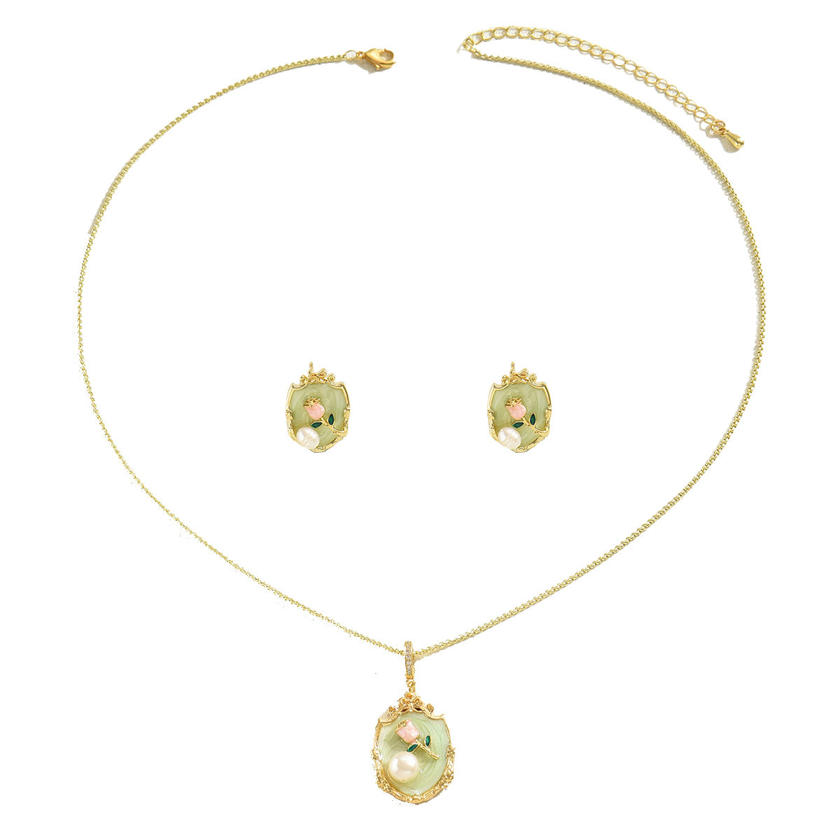 Pale Green Floral Pendant Jewelry — product image 5