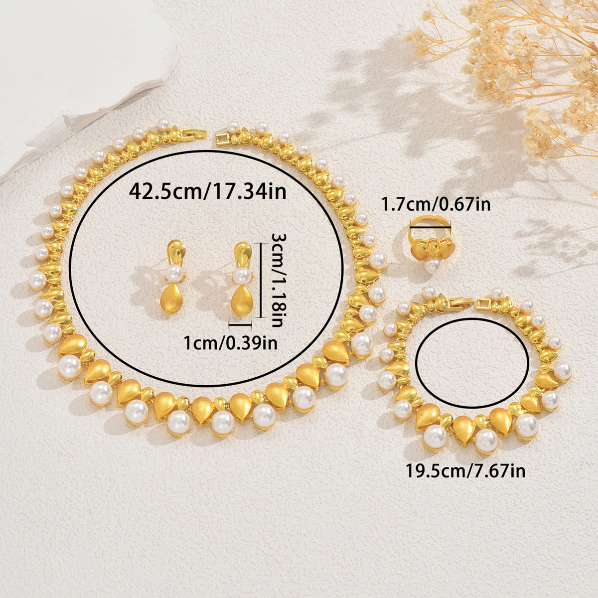 Golden Bead and Pearl-Effect Jewelry — product image 4
