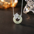 Hetian Jade Unicorn Pendant S925 Sterling Silver Necklace New Chinese Style Safety Buckle Clavicle Chain Niche National Style Silver Jewelry for Women