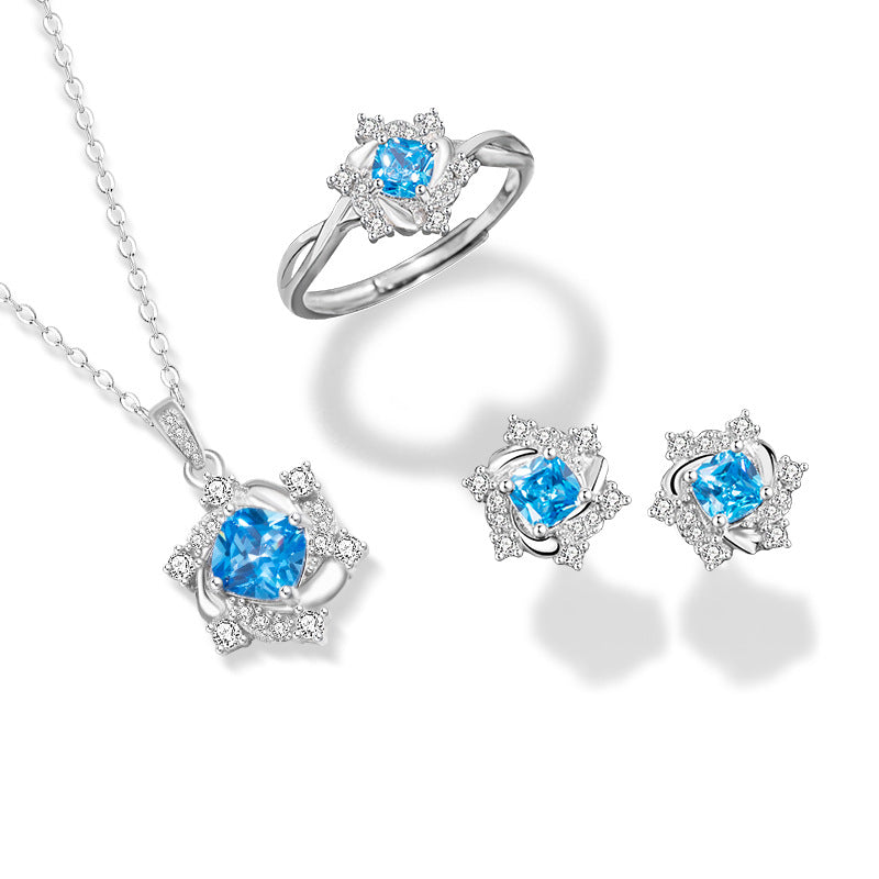 Six-Pointed Star Sterling Silver 925 Necklace Female Niche Design High-Grade Snowflake Zircon Clavicle Chain Ins Style Star Pendant