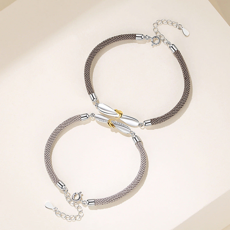 Original Heart-Shaped Couple Bracelet a Pair of Bracelet 925 Sterling Silver Mobius Light Luxury Style Valentine's Day Gift Delivery