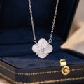 Lucky Clover Sterling Silver 925 Necklace Women's Fashion Versatile Flower White Fritillary Clavicle Chain Ins Style Pendant