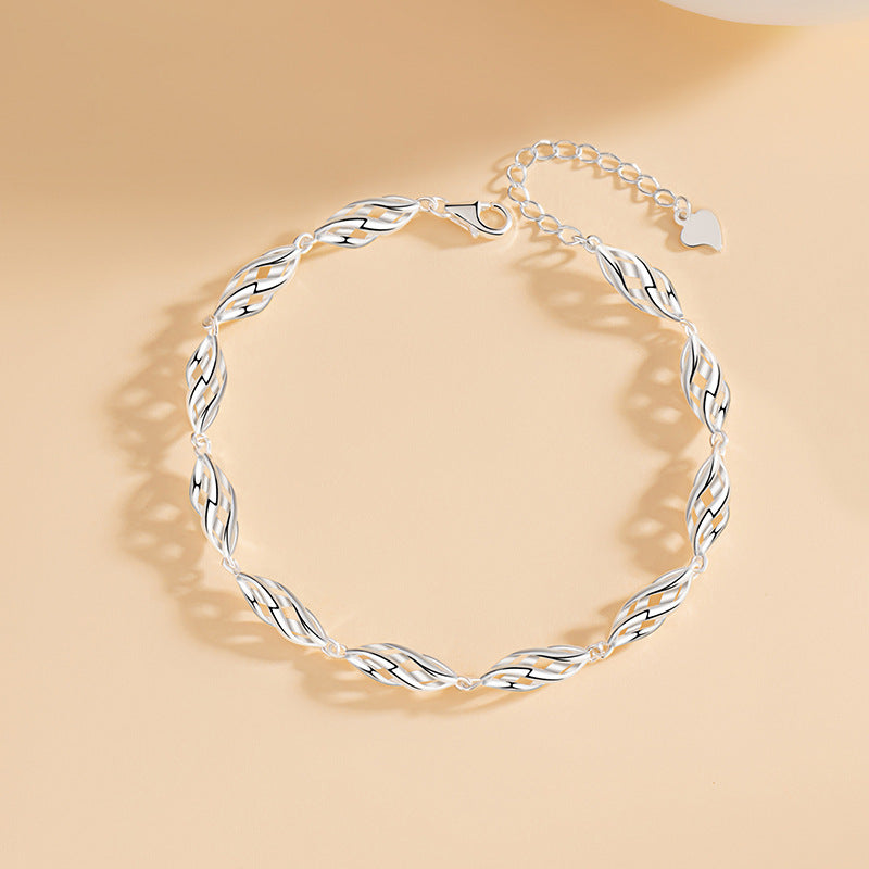 Wheat Ear Sterling Silver 925 Bracelet Female Niche Design Light Luxury Twist Bracelet Ins Style Mother's Day Gift Bracelet