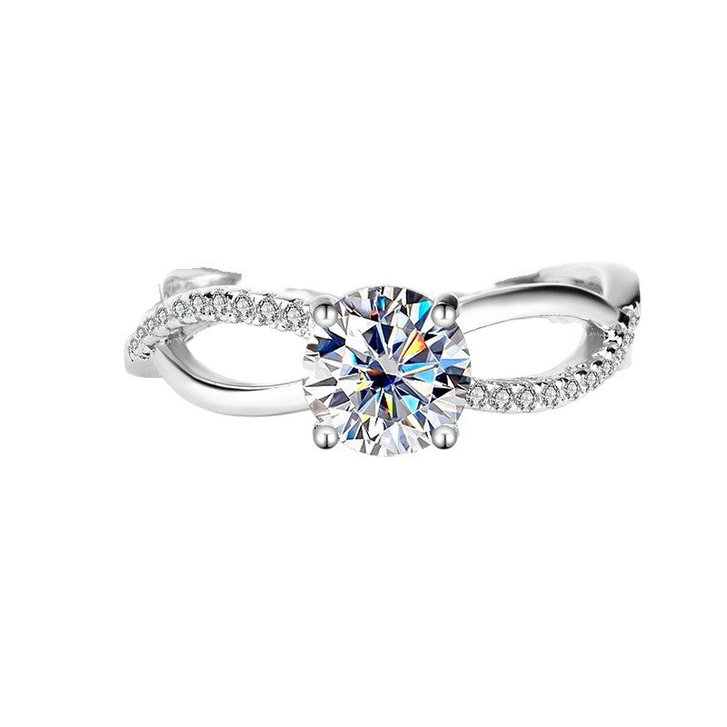 Diamond Sterling Silver 925 Ring Female Niche Design Light Luxury 1 Karat Proposal Wedding Ring Ins Pair Ring