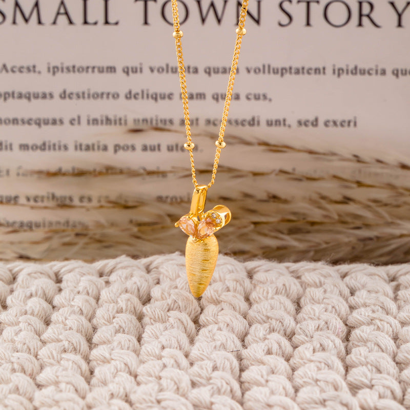 Light Luxury Brushed Carrot Pink Diamond S925 Sterling Silver Necklace Love Clavicle Chain Valentine's Day Love Pendant for Girlfriend