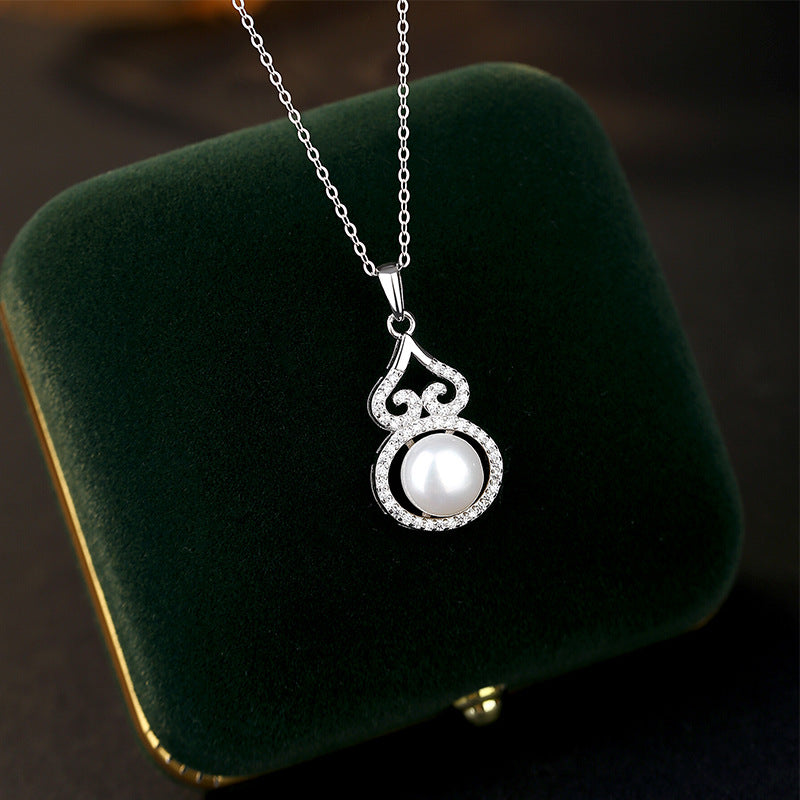 Freshwater Pearl S925 Sterling Silver Necklace New Chinese Style Gourd Pendant for Mom Girlfriend Holiday Gift Jewelry Wholesale