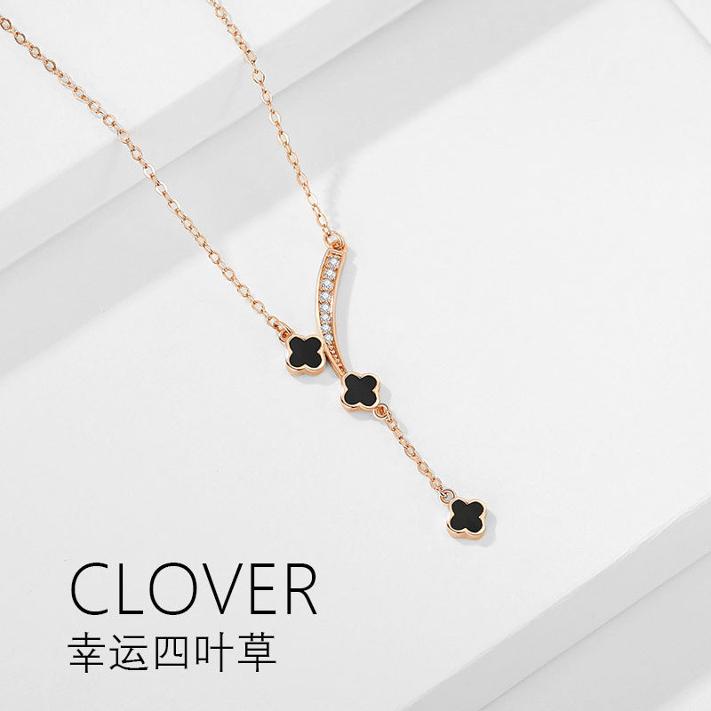 Original Clover Necklace Light Luxury Niche Pendant 925 Sterling Silver Clavicle Chain Ins Style Mori for Girlfriend