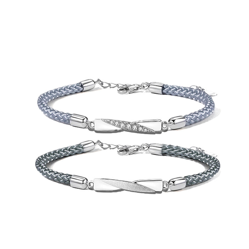 Mobius Sterling Silver Couple Bracelet a Pair of Commemorative Niche Design Sense Bracelet Love Ins Festival Gift Bracelet