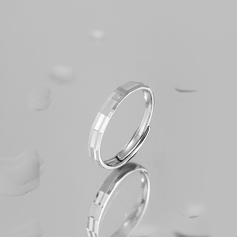 Fearless Sterling Silver 925 Ring Boys Niche Design Light Luxury Glossy Plain Ring Ins Cold Wind Single Ring