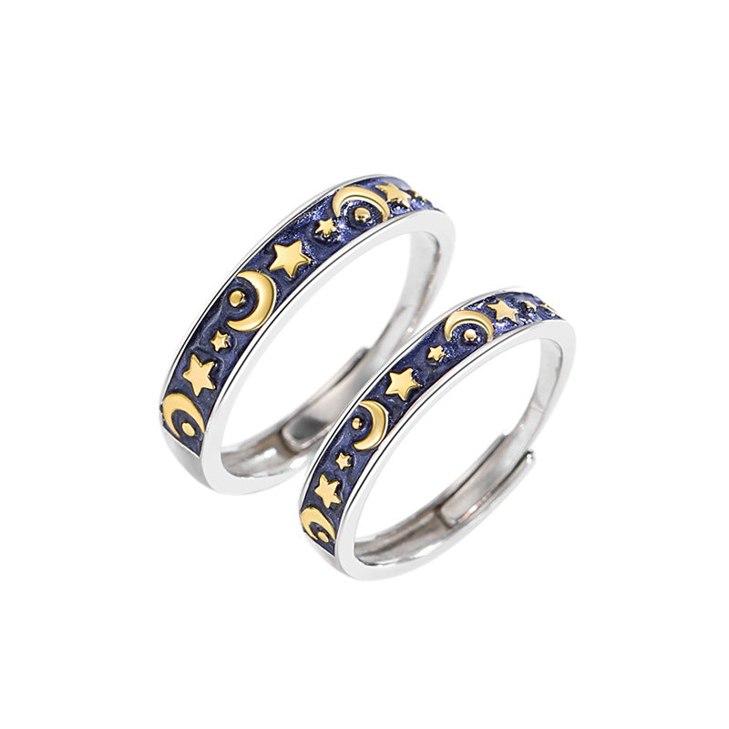 Xingyue Couple Sterling Silver 925 Ring Korean Fashion Ins Men's and Women's Plain Ring Long-Distance Love Light Luxury Adjustable Ring