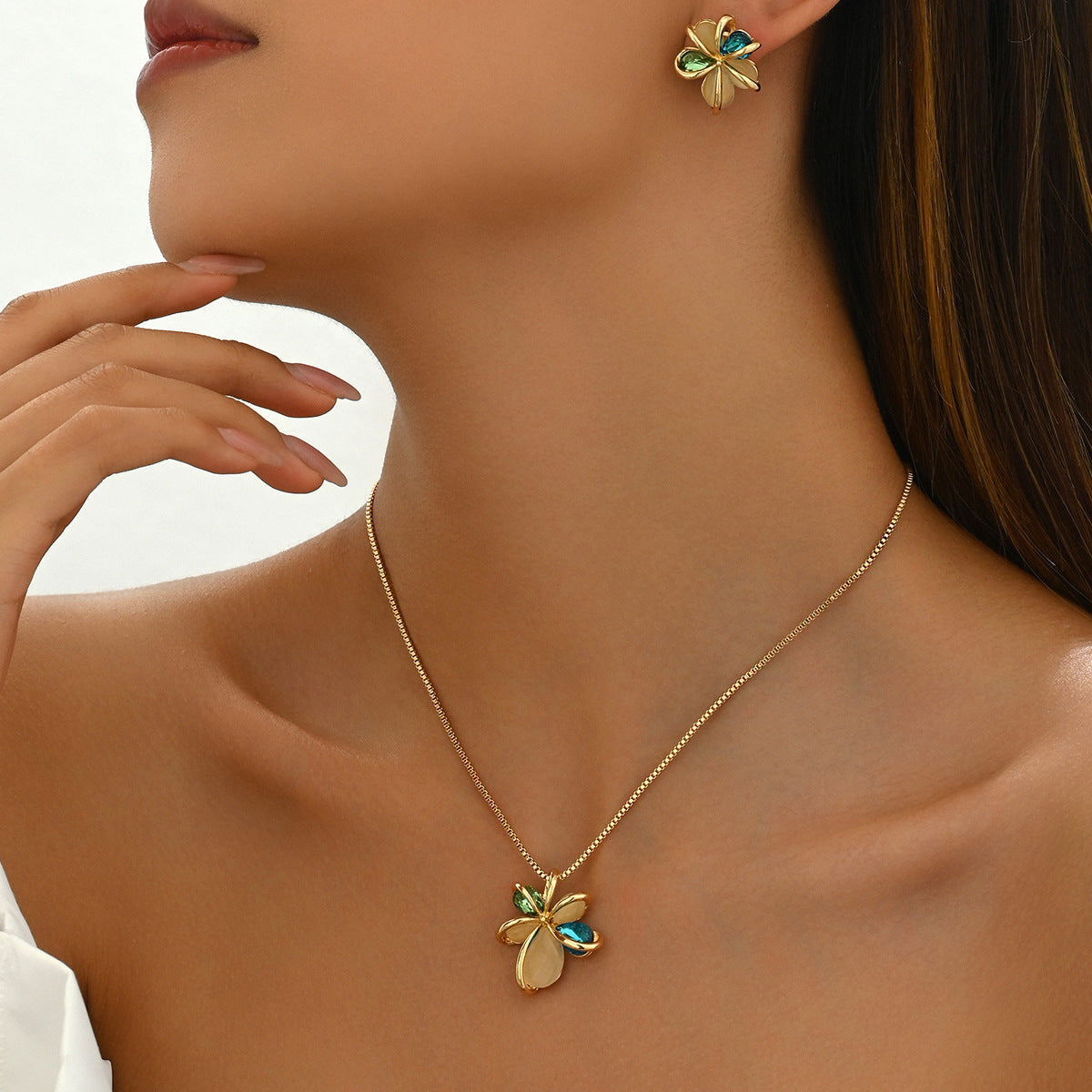 Green and Gold Botanical Jewelry