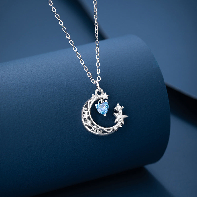 Halskette aus 925er Sterlingsilber – Stern und Herz und Zirkonia-Akzente