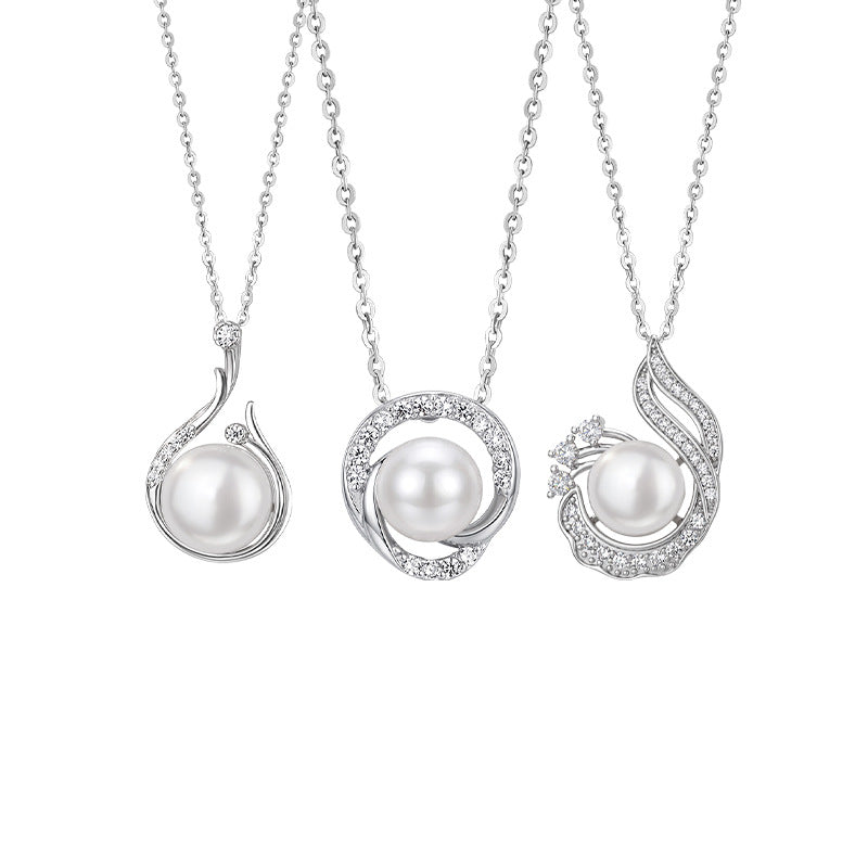 Freshwater Pearl Phoenix Pendant S925 Sterling Silver Necklace Women's Light Luxury Banquet Clavicle Chain Cross-Border Silver Jewelry Factory Wholesale