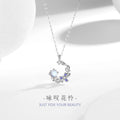 Yongtan Flower Pity Sterling Silver 925 Necklace Female Niche Design Light Luxury Zircon Clavicle Chain Ins Style Glass Stone Pendant