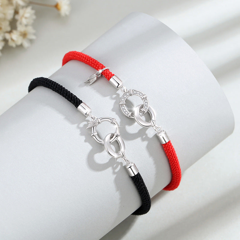 Bamboo Sterling Silver 925 Couple Bracelet Men and Women Fashion All-Match Ring Buckle Bracelet Ins Green Plum Bamboo Horse Bracelet